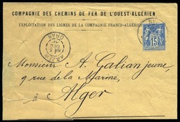 O N°90 - ARZEW. 15c. Bleu. Obl. S/lettre Frappée Du CàD De ARZEW Du 3 Décembre --. TB. - 1849-1876: Klassik