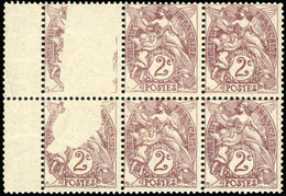 ** N°108 - 2c. Brun-lilas. Type IB. Bloc De 6. BdF. Variété De Manque D'impression Sur 2 Timbres Tenant à Normaux. SUP. - Other & Unclassified