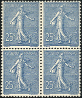 ** N°132a - 25c. Bleu Foncé. Bloc De 4. Semeuse. TB. - Sonstige & Ohne Zuordnung