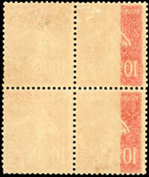 ** N°138 - 10c. Rouge. Bloc De 4. Impression Recto/verso Partielle Sur 2 Timbres Tenant à Normaux. TB. - Autres & Non Classés