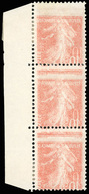 * N°138 - 10c. Rouge. Bende De 3. BdeF. Impression Recto/verso Double Décalée. SUP. - Altri & Non Classificati