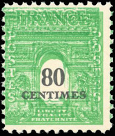 ** N°706 - 80c. Arc De Triomphe. Double Impression Du Vert. SUP. - Other & Unclassified