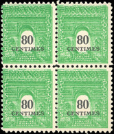 ** N°706 - 80c. Arc De Triomphe. Double Impression Du Vert. Bloc De 4. SUP. - Other & Unclassified