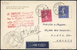 O 10c. + 5c. Semeuse Obl. S/carte Postale Frappée Du CàD LE TREPORT Du 9 Septembre 1935 à Destination De PARIS. Cachet R - Other & Unclassified