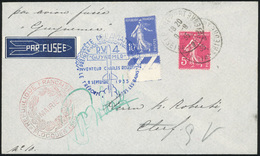 O 10c. + 5c. Semeuse Obl. S/lettre Frappée Du CàD LE TREPORT Du 9 Septembre 1935 + Cachet Bleu De La Fête De L'aviation  - Sonstige & Ohne Zuordnung