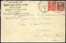 O N°3 - 10F. S/90c. Rouge Ile De France Obl. S/lettre Frappée Du Grand Cachet PREMIERE LIAISON POSTALE AERIENNE TRANSATL - Altri & Non Classificati