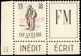 ** N°10A - F.M. Brun Attenant à Une Vignette + BdeF. Surcharg ''SPECIMEN''. TB. - Francobolli  Di Franchigia Militare