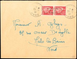 O N°3 - Paire Verticale Du 50c. Obl. S/lettre Frappée Du CàD Du 29 Juillet 1940 à Destination De MALO-LES-BAINS - NORD.  - Kriegsmarken