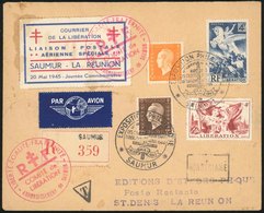 O N°6692128 - 4 Valeurs Obl. S/lettre Recommandée Frappée Du Grand Cachet De EXPOSITION PHILATELIQUE SAUMUR Avec Croix D - Libération