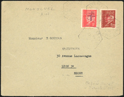 O N°78 - MONTLUEL. 1F. Rouge + 1F.20 Brun-rouge Obl. S/lettre Frappée Du CàD De MONTLUEL à Destination De LYON. TB. - Liberazione