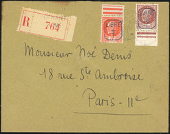 O N°912 - MORNANT. 1F.50 Brun-rouge + 3F. Orange, Pétain, BdeF, S/lettre Recommandée Frappée Du CàD De MORNANT à Destina - Liberation