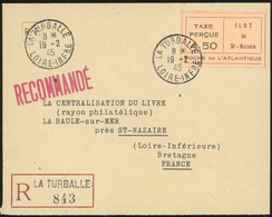 O N°56 - POCHE DE ST-LAZAIRE. Vignette à 4F.50 Noir S/saumon Obl. S/lettre Recommandée + Entier Postal à 4F.50 Rouge. To - Befreiung
