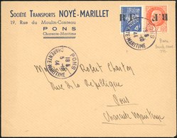 O N°910 - PONS. 3Fr. Surcharge Renversée + 4Fr. Obl. S/lettre Locale Frappée Du CàD De PONS Du 5 Octobre 1944. SUP. - Befreiung