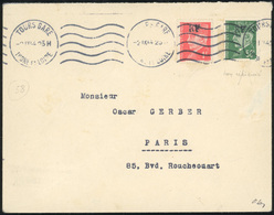 O N°4 - TOURS-GARE. 1F. Rose + 50c. Vert, Non Référencé, Obl. S/lettre Frappée Du CàD De TOURS GARE Du 2 IX 44 à Destina - Libération