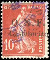 O N°18 - 10c. Rouge. Surcharge Avec Un Seul 'l' Dans CASTELLORIZO. Signalé Dans Le Catalogue Yvert 1936. 2 Pièces Vu à C - Sonstige & Ohne Zuordnung