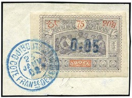 O N°34 - 0,05 S/75c. Obl. S/petit Fragment. SUP. - Other & Unclassified