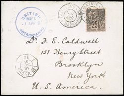 * Timbre De Colonies Générales N° 54. 25c. Noir Sur Rose Obl. Sur Lettre Frappée Du CàD De TAMATAVE Du 7 AVRIL 1891 + Ca - Autres & Non Classés