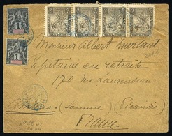 O N°28x2 + 64x4 - 1c. Noir S/azuré X 2 + Bande De 4 Du 2c. Gris-brun Obl. S/lettre Frappée Du CàD De MADAGASCAR Du 11 Ju - Andere & Zonder Classificatie