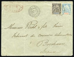 O N°3233 - 10c. Noir S/lilas + 15c. Bleu Obl. S/lettre Frappée Du CàD De TAMATAVE 12 Novembre 1896 à Destination De BORD - Other & Unclassified