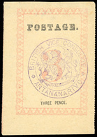 (*) N°17a - 3d. Rose. Cachet ''BRITISH VICE-CONSULATE ANTANANARIVO'' En Violet. Point Après ''POSTAGE'' Et ''PENCE''. (S - Sonstige & Ohne Zuordnung