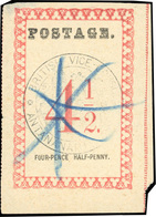 O N°18 - 4 1/2d. Rose. Cachet ''BRITISH VICE-CONSULATE ANTANANARIVO'' En Noir. Point Après ''POSTAGE'' Et ''PENNY''. Obl - Autres & Non Classés