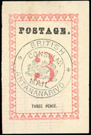 (*) N°33 - 3d. Rose. Cachet ''BRITISH CONSULAR MAIL ANTANANARIVO'' En Noir. Point Après ''POSTAGE'' Et ''PENCE''. (SG#24 - Otros & Sin Clasificación