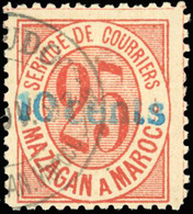 O N°45B - 10c. Sur 25c. Rouge. Surcharge Bleue. Obl. SUP. - Autres & Non Classés