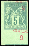 (*) N°1b - 5c. Sur 5c. Vert. ND. BdeF. Surcharge Renversée. TB. - Autres & Non Classés