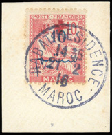 O N°54 - +5c. Sur 10c. Rose. Surcharge Renversée. Obl. RABAT-RESIDENCE Sur Fragment. SUP. RRR. - Autres & Non Classés