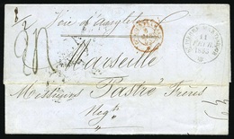 O Lettre De ST-PIERRE MARTINIQUE Obl. Du 11 Février 1855 à Destination De MARSEILLE. Taxe De 24 Décimes. Grand Cachet. B - Other & Unclassified