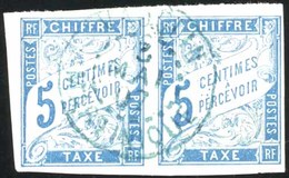 * Timbre De Colonies Générales Taxe N°18. Paire Du 5c. Bleu. Obl. Centrale VAUCLIN. TB. - Andere & Zonder Classificatie