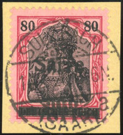 O N°16 - 80p. Rouge Et Noir S/rose. Obl. S/fragment. TB. - Altri & Non Classificati