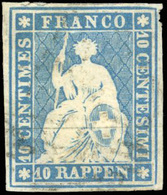 O N°27 - 10r. Bleu. Obl. 4 Pièces. TB. - Autres & Non Classés