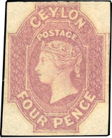 * 4d. Dull Rose. White Paper. Wmk Star. SG#4. Imperf. Unused. SUP. RRR. - Ceilán (...-1947)