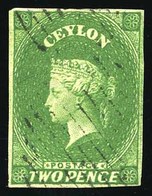 O N°2a - 2p. Vert-jaune. Obl. TB. - Ceylon (...-1947)