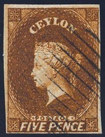 O N°4 - 5p. Brun Roux. Obl. Très Légère. (SG 5). TB. - Ceylon (...-1947)