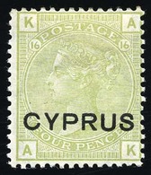 * N°4 - 4d. Sage Green. SG#4. TB. - Chypre (...-1960)