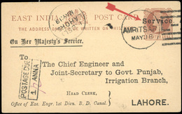 O Entier Postal Du 1/4 Anna Brun, Surcharge ''SERVICE'', De ''On Her Majesty's Service'' Obl. MAY 1919 à Destination De  - Otros & Sin Clasificación