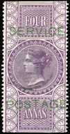 * N°16 - 4a. Purple, Green Overprint ''SERVICE POSTAGE''. (SG#O17 - Cote £9000). Outstanding Condition. Harmer Sale 20/0 - Autres & Non Classés