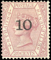 * N°29a - STRAITS SETTLEMENTS. 10 Sur 30c. Carmin. (SG#34 - C.325£). SUP. - Malacca