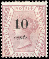 * N°30 - STRAITS SETTLEMENTS. 10 Sur 30c. Carmin. (SG#29 - C.650£). SUP. - Malacca