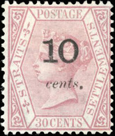 * N°30a - STRAITS SETTLEMENTS. 10 Sur 30c. Carmin. (SG#23 - C.600£). SUP. - Malacca