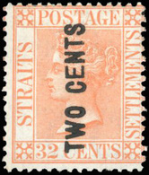 * N°46 - STRAITS SETTLEMENTS. 2c. Sur 32c. Rouge. (SG#20f - C.1400£). SUP. - Malacca