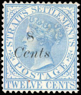 (*) N°60 - STRAITS SETTLEMENTS. 8c. Sur 12c. Bleu. (SG#62a - C.475£). SUP. - Malacca