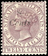 (*) N°61 - STRAITS SETTLEMENTS. 8c. Sur 12c. Brun-lilas. (SG#80 - C.550£). SUP. - Malacca