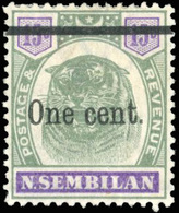 * N°15 - 1c. Sur 15c. Vert Et Violet. (SG#15 - Cote 110£). SUP. - Negri Sembilan