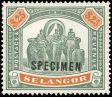 * N°89,48 - 16 Valeurs. Surcharge SPECIMEN. Avec Et Sans Gomme. SG#49+51+53+54/66. TB. - Selangor