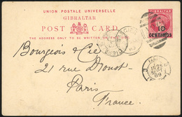 O Entier Postal De Gibraltar 10c. Rouge Obl. ''A26'' Frappé Du CàD De TANGIER Du SE 20 89 à Destination De PARIS. Arrivé - Oficinas En  Marruecos / Tanger : (...-1958