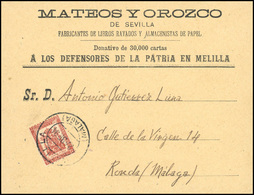 O N°25 - Armes De Puerto Rico Rouge-orange Obl. S/lettre Frappée Du CàD De MELILLA Du 2 ABR 94 à Destination De MALAGA.  - Autres & Non Classés