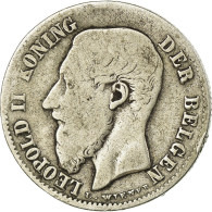 Monnaie, Belgique, Leopold II, 50 Centimes, 1898, B+, Argent, KM:27 - 50 Cent